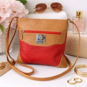 Imedici Firenze Genuine Leather Small Crossbody Purse Red Saddle